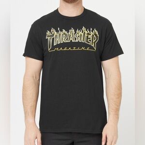 [S]Thrasher Navy T-Shirt with Yellow Logo